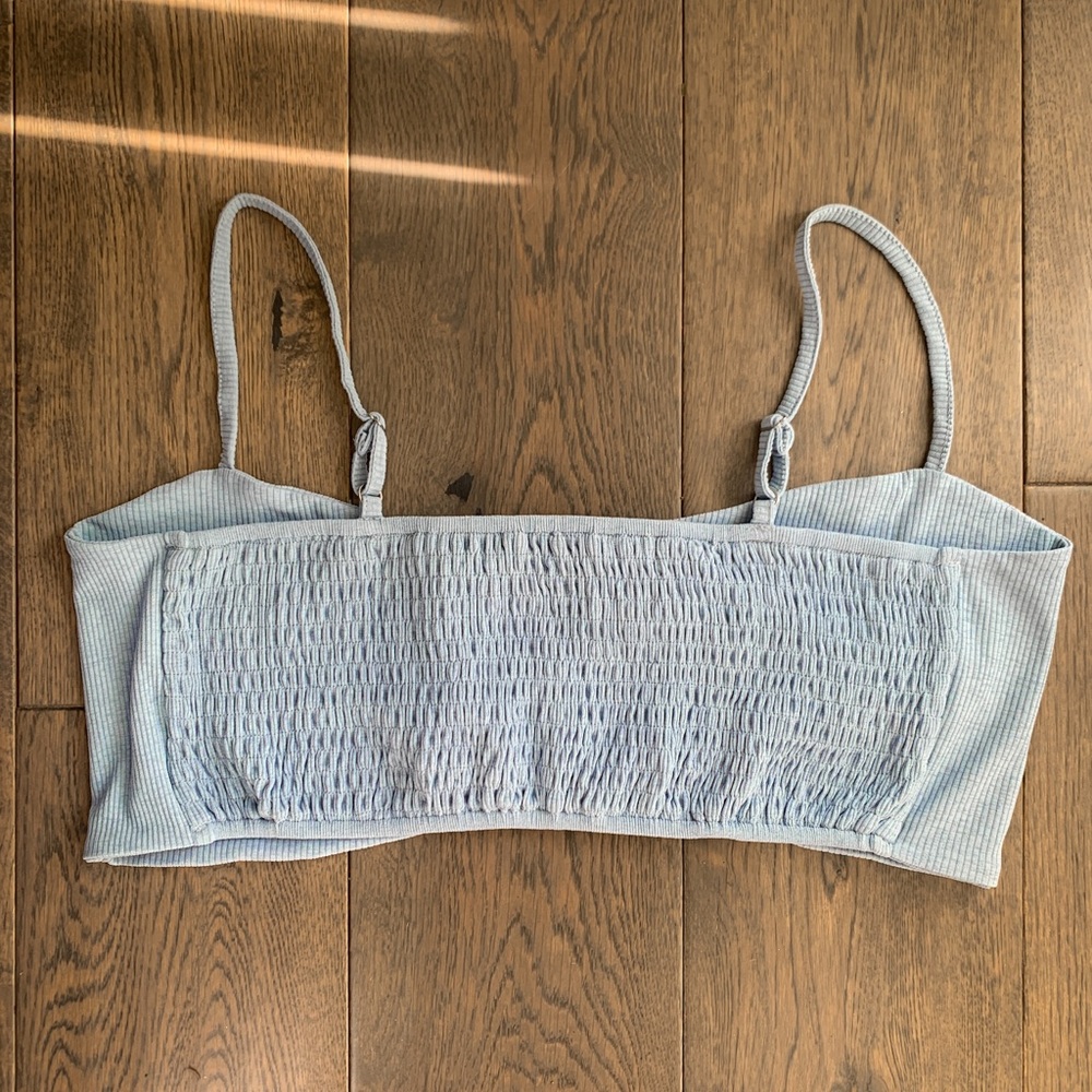 Zaful light blue ribbed crop top - Picture 3 of 4